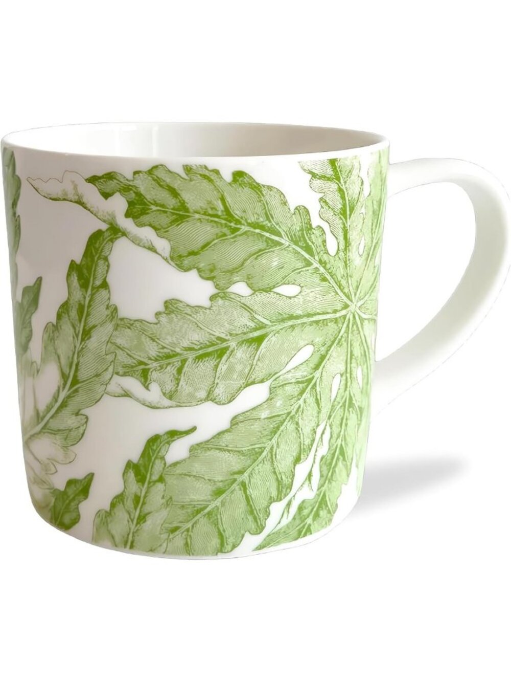 Oversized Green Porcelain Mugs Set of 4 | Lead-Free, Unique Design for